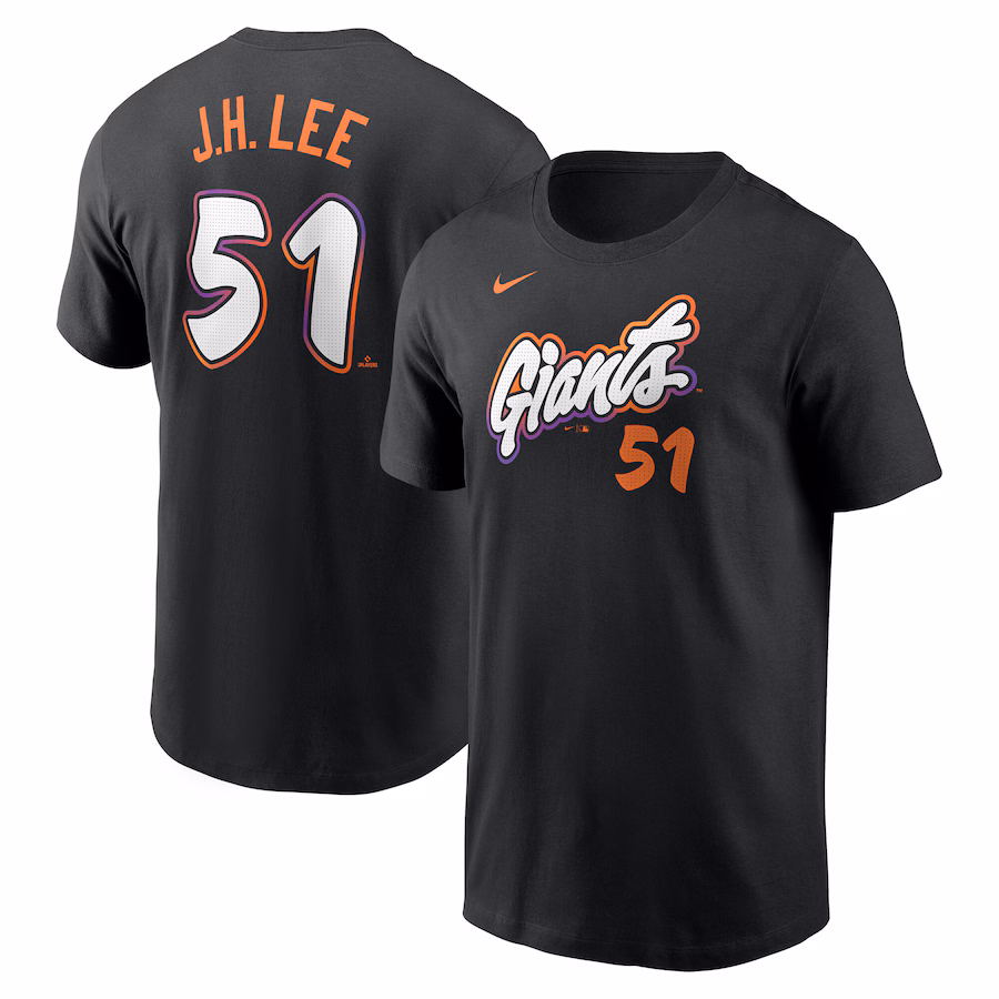 Men's San Francisco Giants Jung Hoo Lee Nike Anthracite 2025 City Connect Fuse Name & Number T-Shirt - Jersey