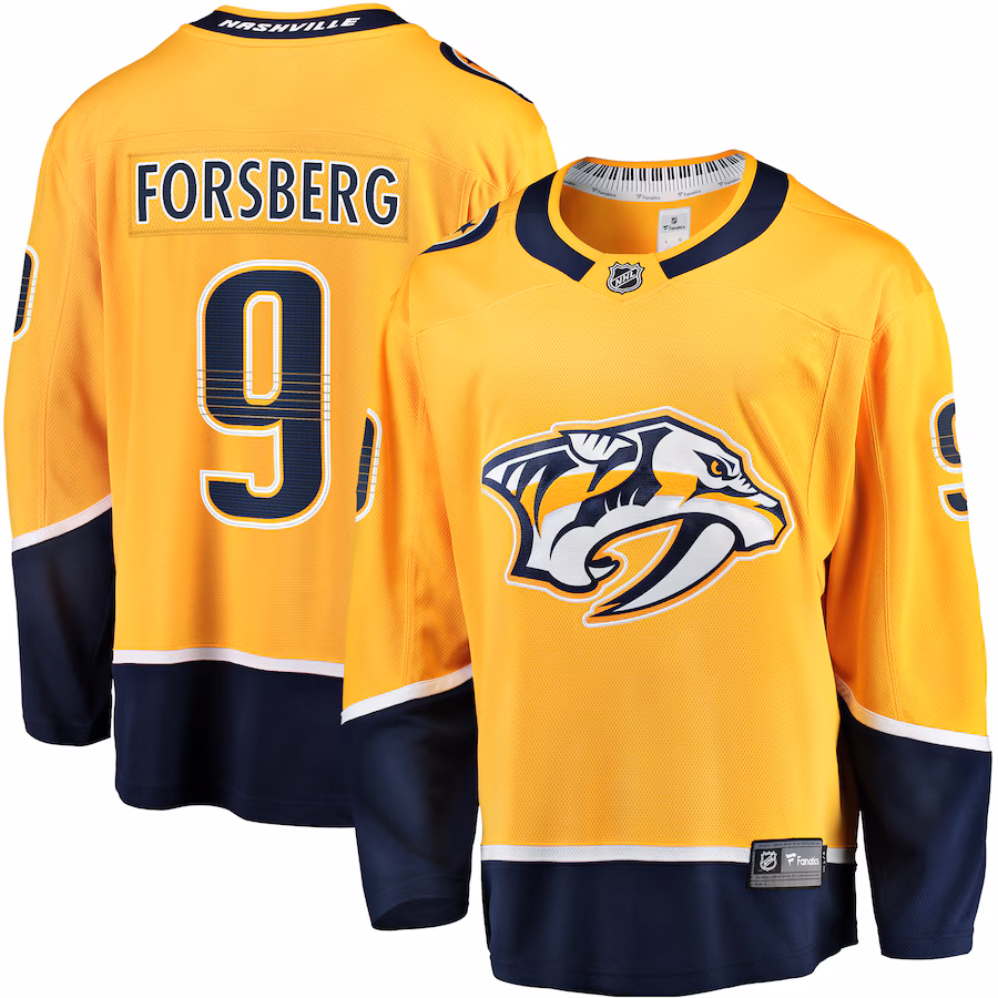 Men's Nashville Predators Filip Forsberg Fanatics Gold Home Breakaway Jersey - Jersey