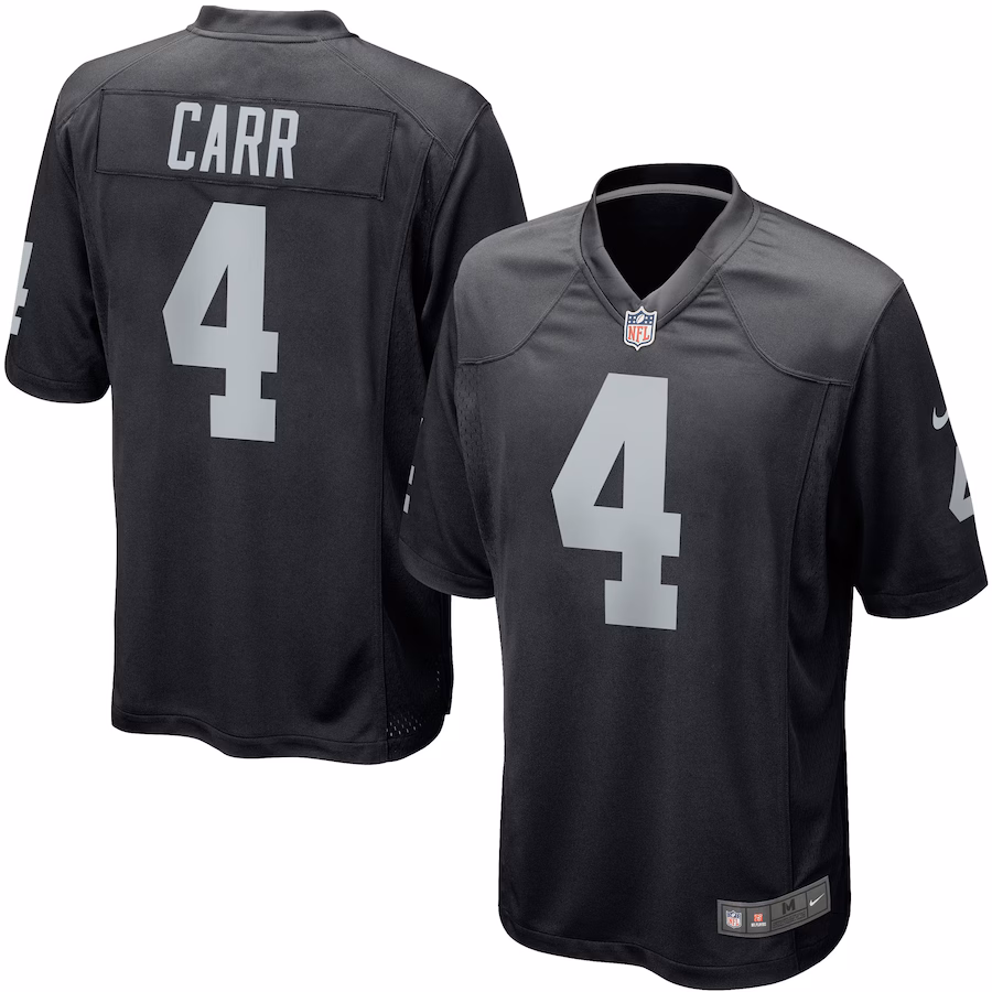 Men's Las Vegas Raiders Derek Carr Nike Black Game Player Jersey - Jersey