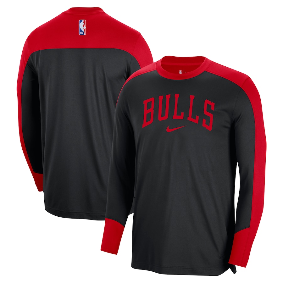 Men's Chicago Bulls Nike Black 2024/25 Authentic Pre-Game Legend Long Sleeve Shooting Shirt - Jersey