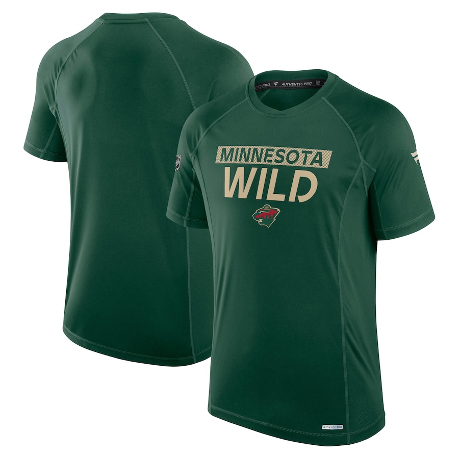 Men's Minnesota Wild Fanatics Green Authentic Pro Rink Tech T-Shirt - Jersey