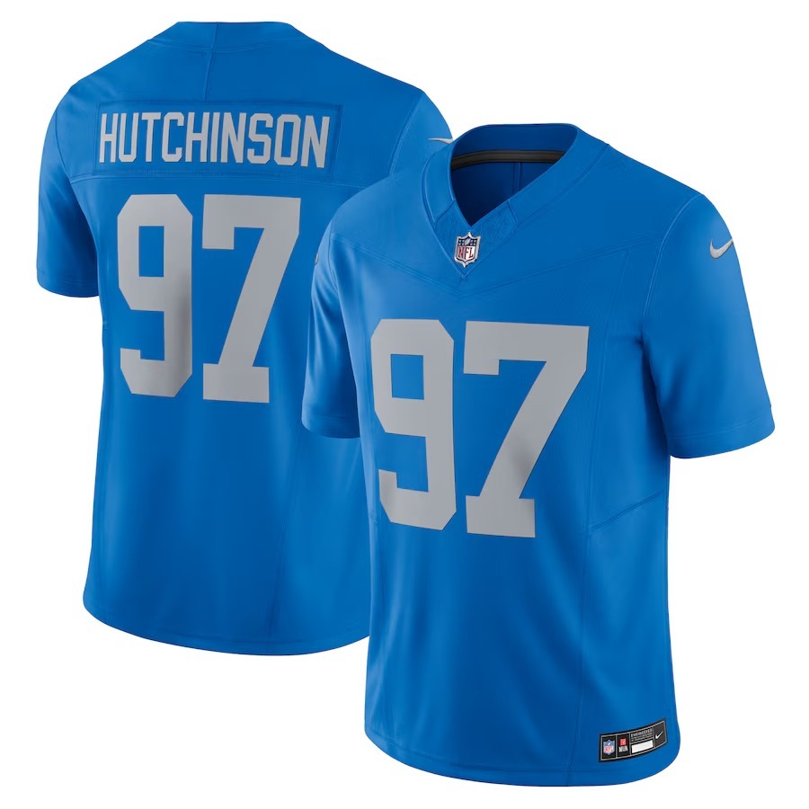 Men's Detroit Lions Aidan Hutchinson Nike Blue Vapor F.U.S.E. Alternate Limited Jersey - Jersey