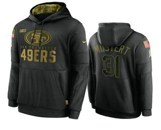 Men's San Francisco 49ers #31 Raheem Mostert Black 2020 Salute To Service Sideline Performance Pullover Hoodie - Jersey