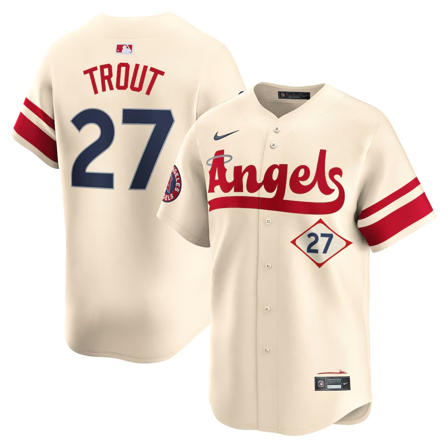 Men's Los Angeles Angels Mike Trout Nike Natural City Connect Limited Player Jersey - Jersey