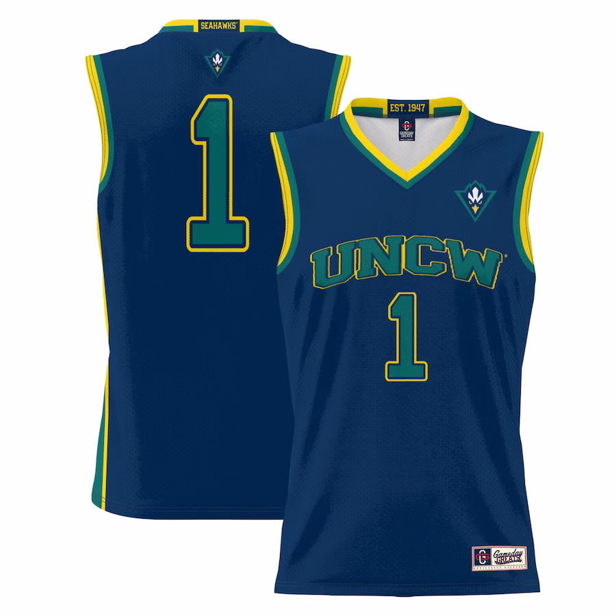 #1 UNC Wilmington Seahawks GameDay Greats Youth Lightweight Basketball Jersey - Navy - Jersey