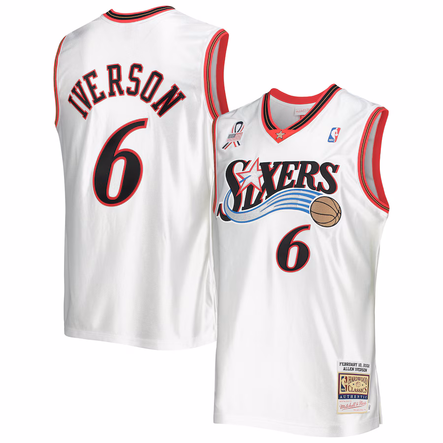 Men's Eastern Conference Allen Iverson Mitchell & Ness White Hardwood Classics 2002 NBA All-Star Game Authentic Jersey - Jersey