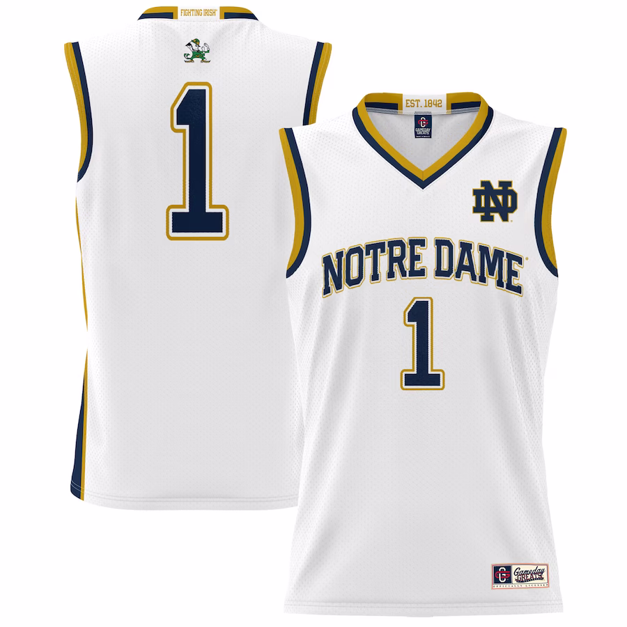 #1 Notre Dame Fighting Irish GameDay Greats Youth Lightweight Basketball Jersey - White - Jersey