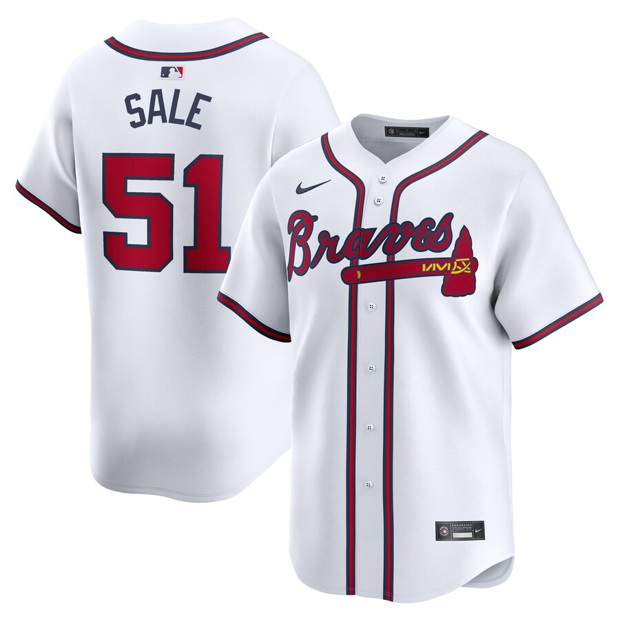 Men's Atlanta Braves Chris Sale Nike White Home Limited Player Jersey - Jersey