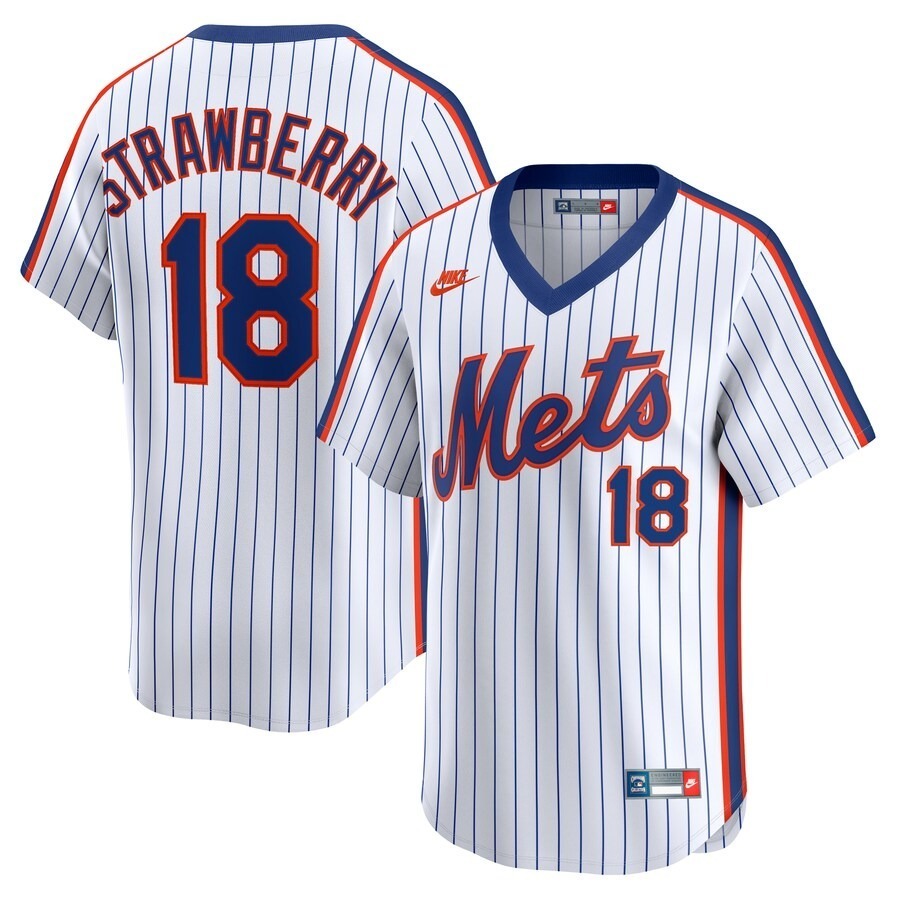 Men's New York Mets Darryl Strawberry Nike White Throwback Cooperstown Collection Limited Jersey - Jersey