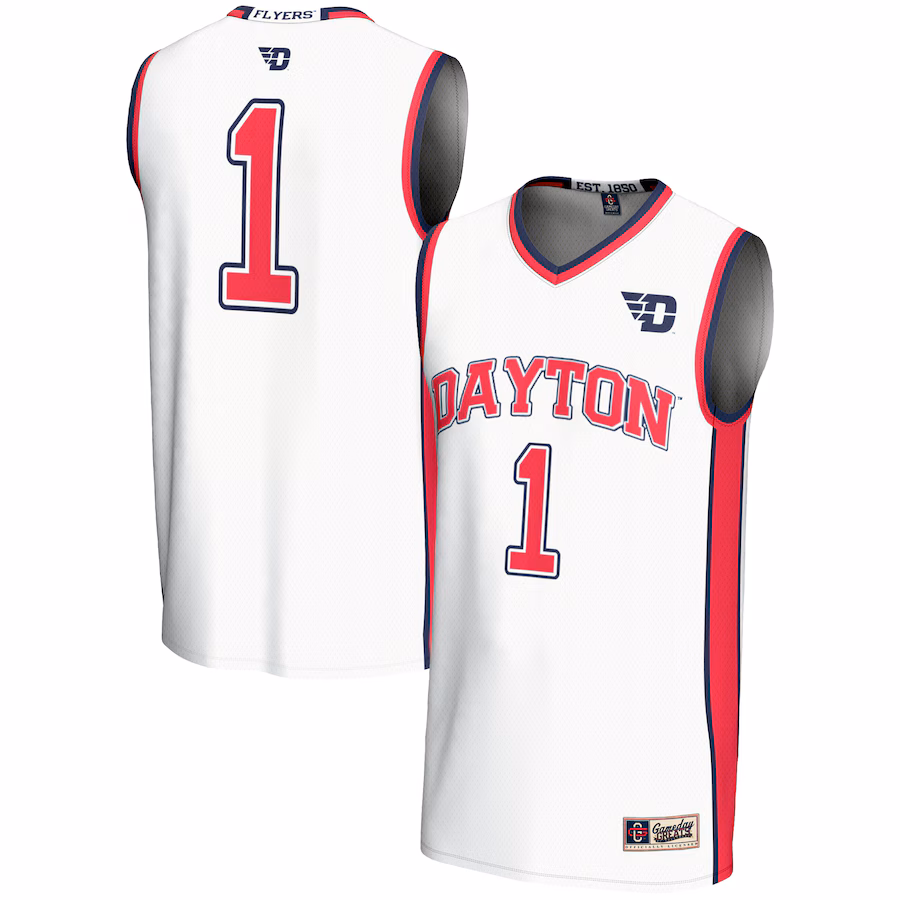 Youth GameDay Greats White #1 Dayton Flyers Lightweight Basketball Jersey - Jersey