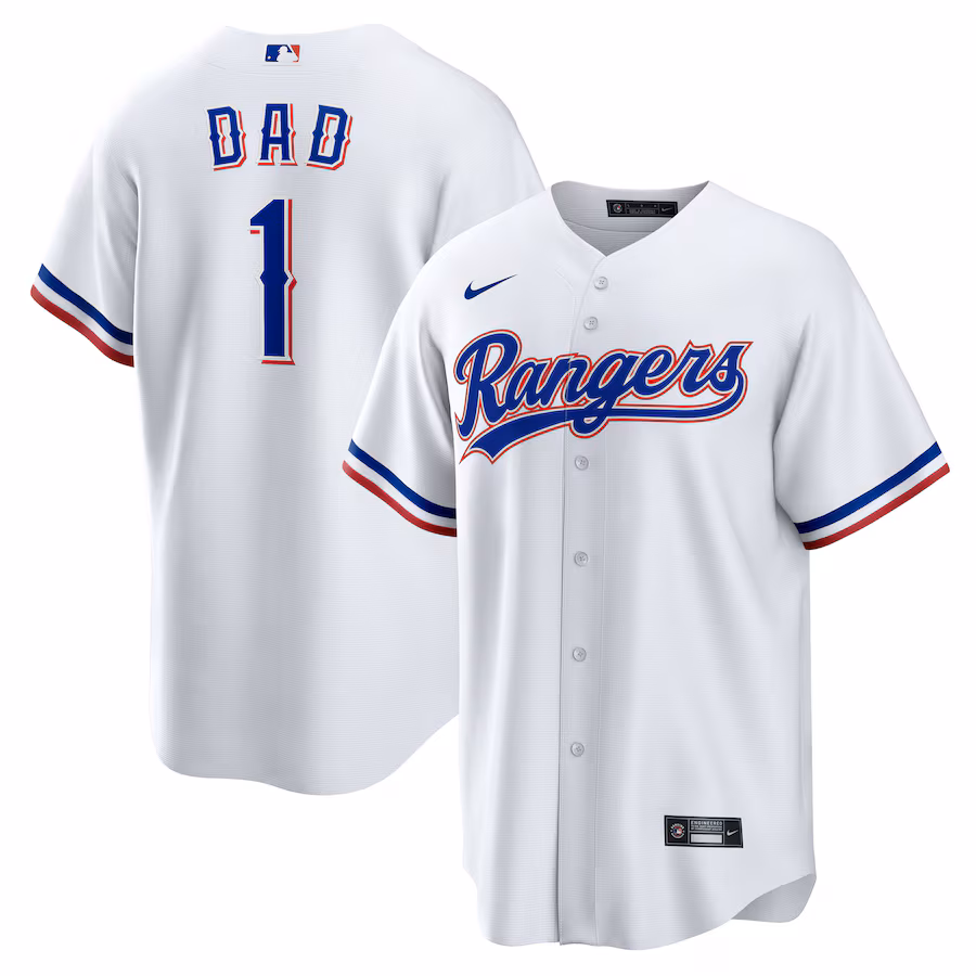 Men's Texas Rangers Nike White #1 Dad Home Replica Jersey - Jersey