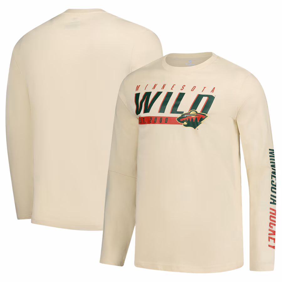 Men's Minnesota Wild Fanatics Cream Long Sleeve T-Shirt - Jersey