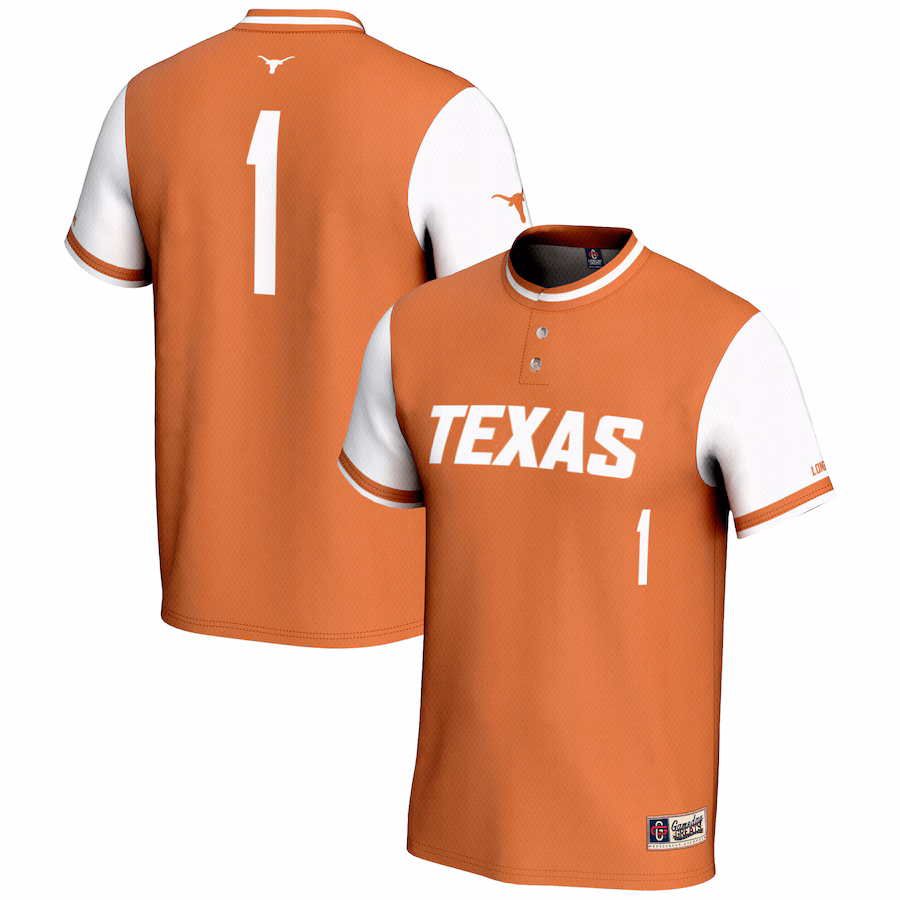 Youth GameDay Greats #1 Burnt Orange Texas Longhorns Lightweight Softball Jersey - Jersey