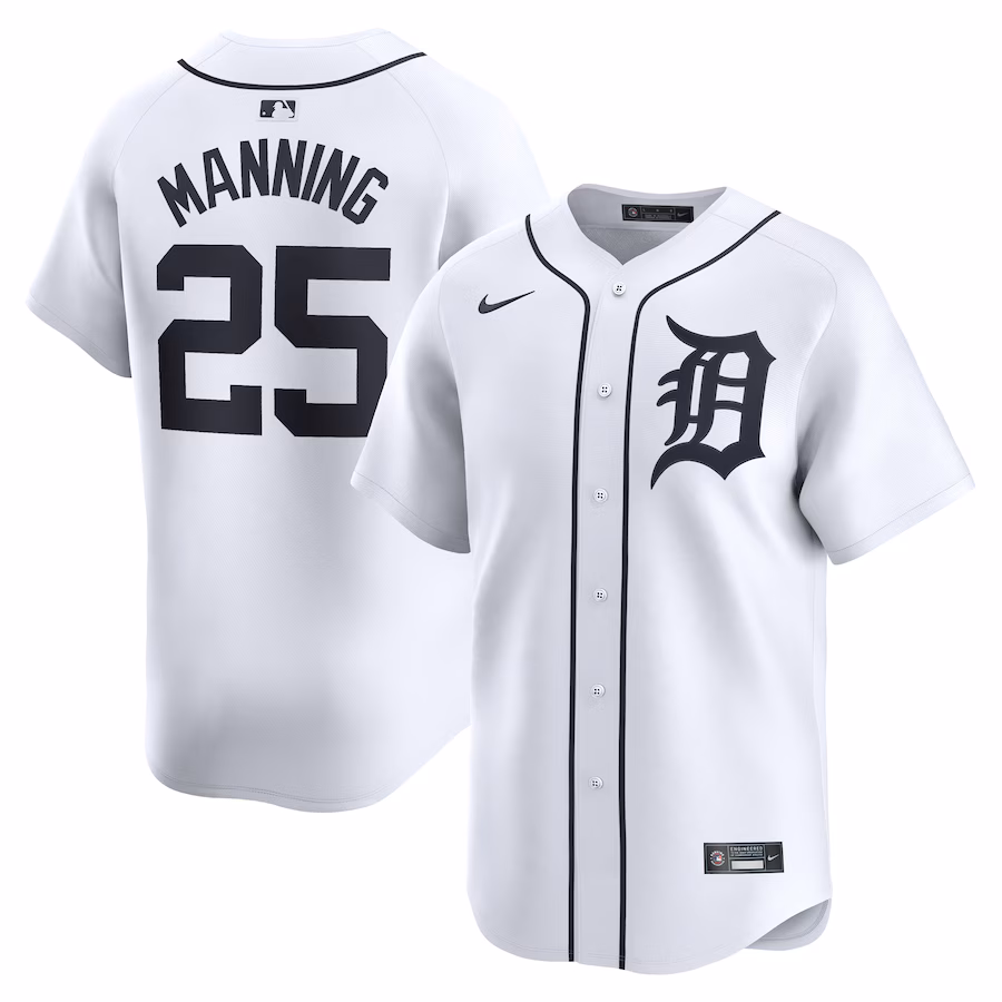 Men's Detroit Tigers Matt Manning Nike White Home Limited Player Jersey - Jersey