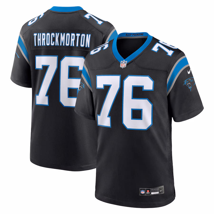 Men's Carolina Panthers Calvin Throckmorton Nike  Black Team Game Jersey - Jersey