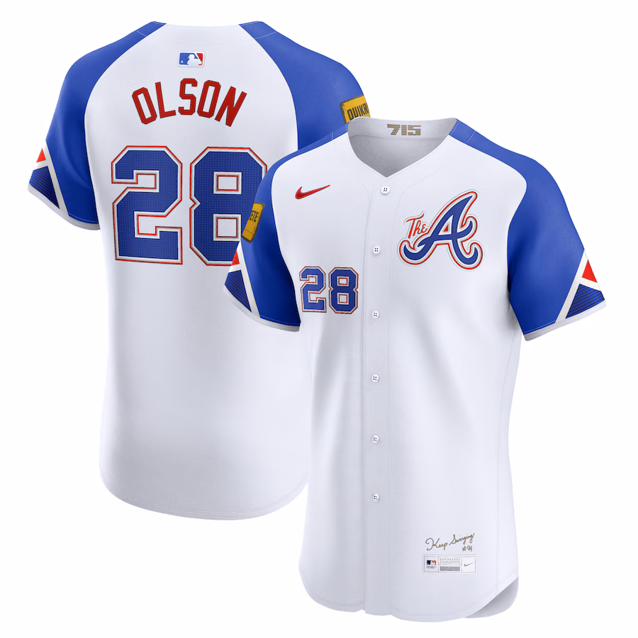 Men's Atlanta Braves Matt Olson Nike White City Connect Elite Jersey - Jersey