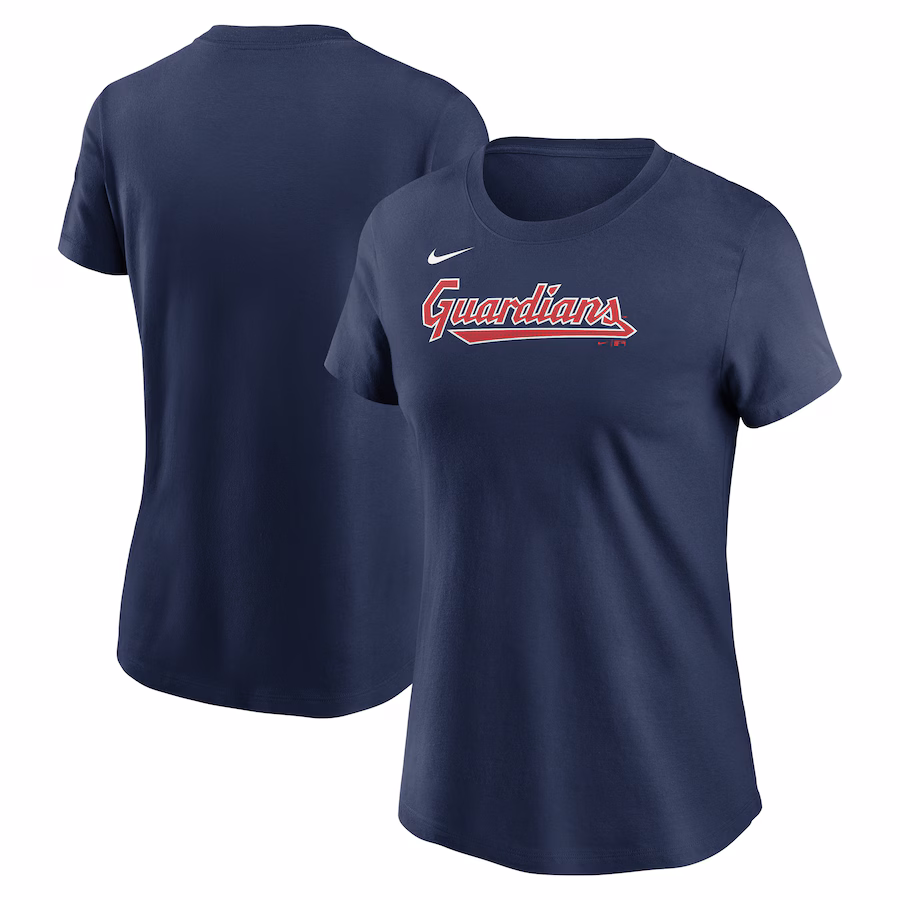 Women's Cleveland Guardians Nike Navy Fuse Wordmark T-Shirt - Jersey