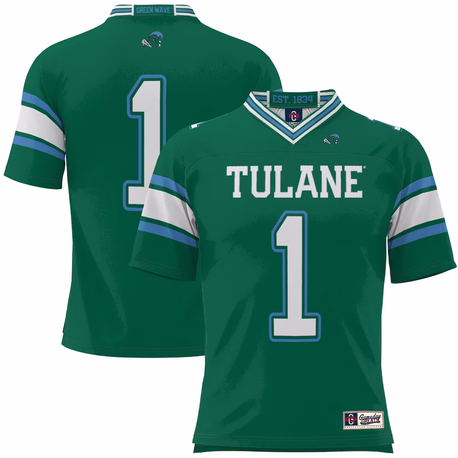 #1 Tulane Green Wave GameDay Greats Youth Football Jersey - Green - Jersey