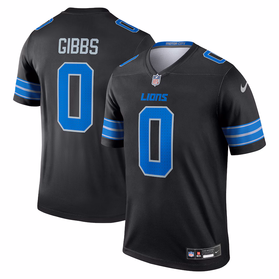 Men's Detroit Lions Jahmyr Gibbs Nike Black 2nd Alternate Legend Jersey - Jersey