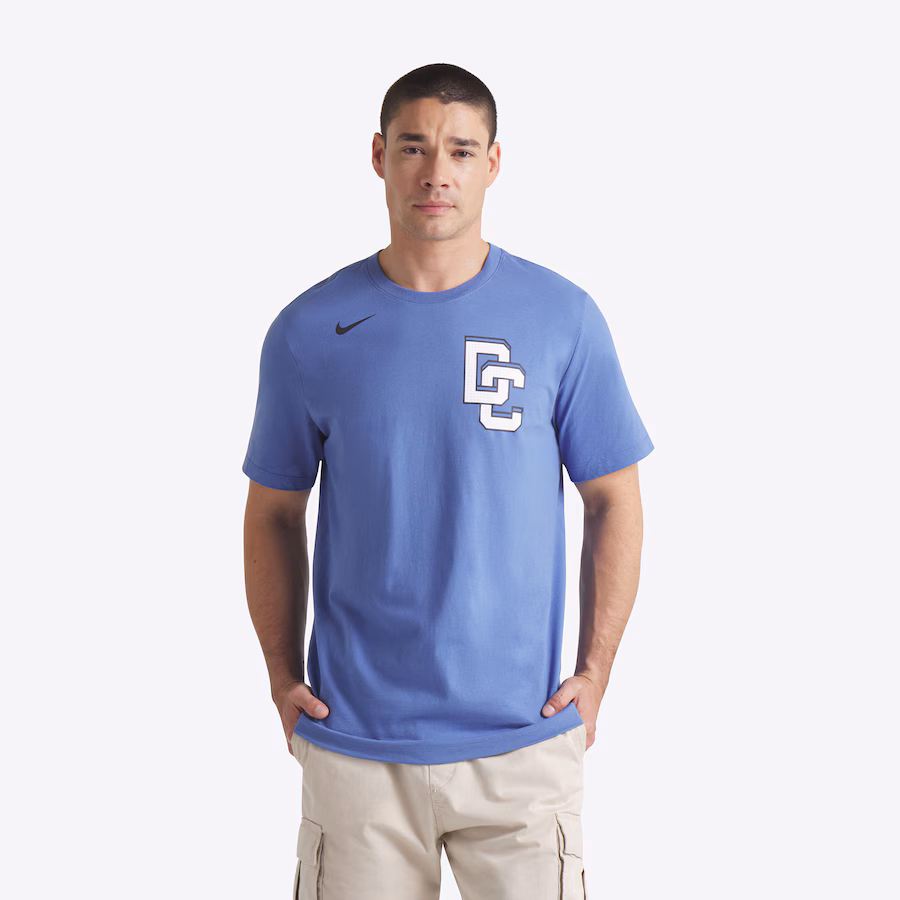 Men's Washington Nationals CJ Abrams Nike Blue 2025 City Connect Fuse Name & Number 2.0 T-Shirt - Jersey