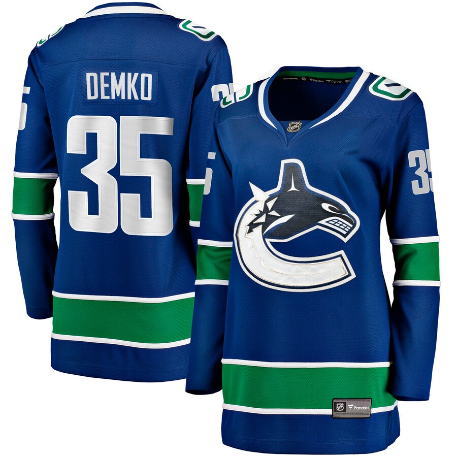 Women's Vancouver Canucks Thatcher Demko Fanatics Branded Blue Home Breakaway Jersey - Jersey