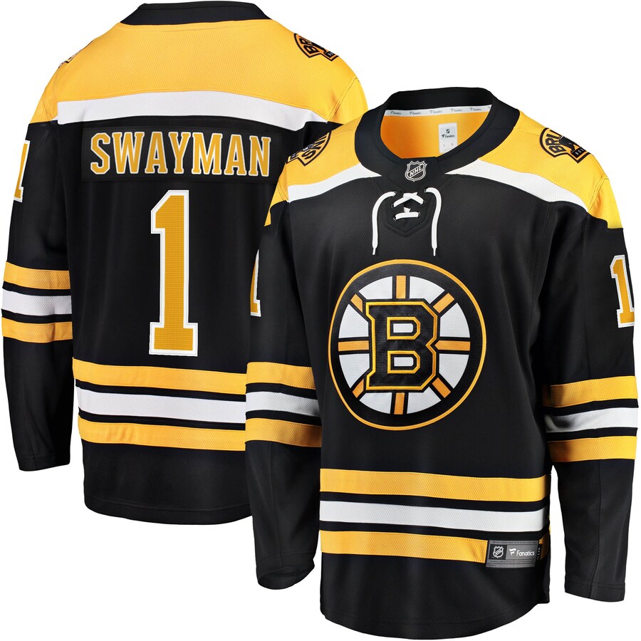Men's Boston Bruins Jeremy Swayman Fanatics Branded Black 2017/18 Home Breakaway Replica Jersey - Jersey