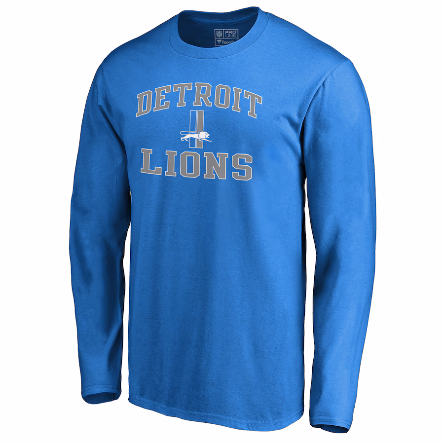 Men's Detroit Lions Blue Vintage Collection Victory Arch Long Sleeve T-Shirt - Jersey