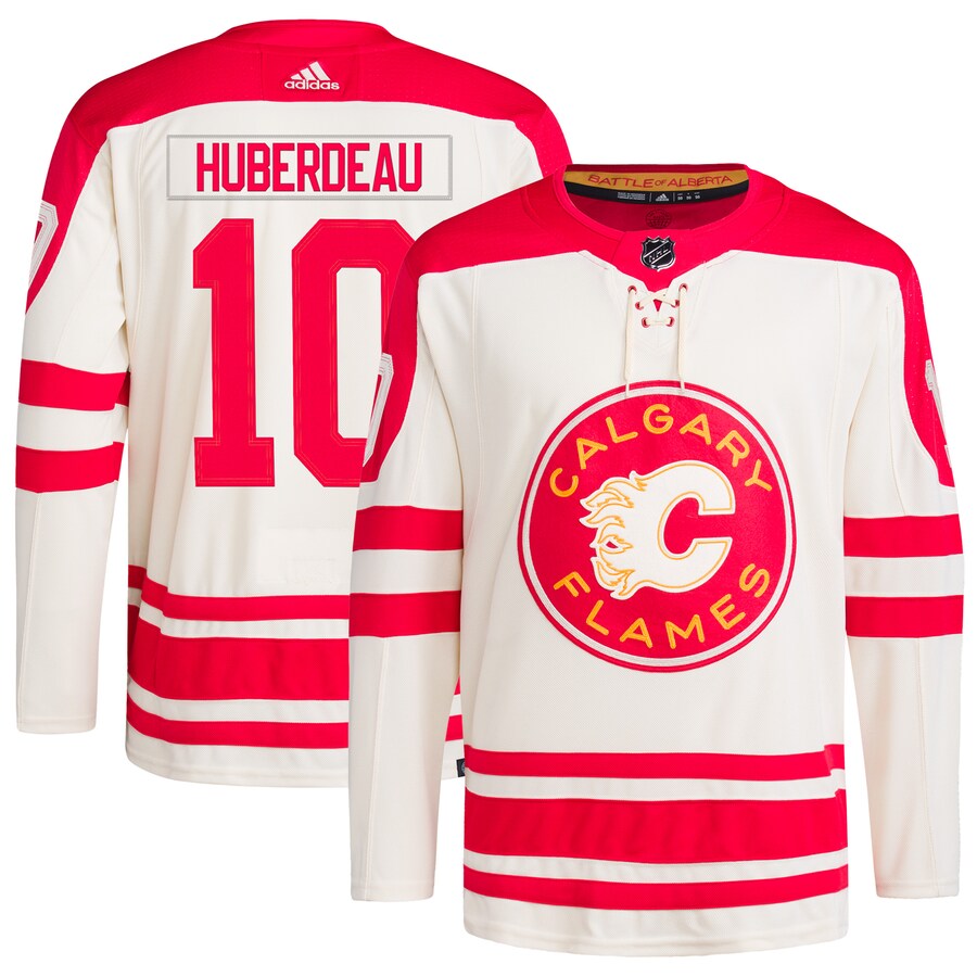 Men's Calgary Flames Jonathan Huberdeau adidas Cream 2023 NHL Heritage Classic Primegreen Authentic Player Jersey - Jersey