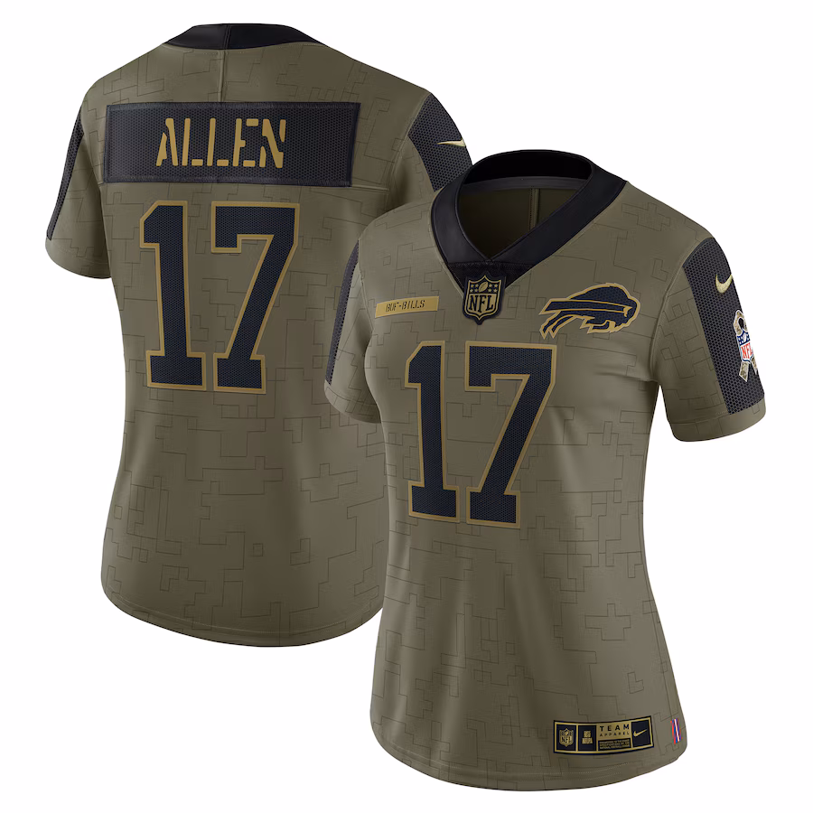 Women's Buffalo Bills Josh Allen Nike Olive 2021 Salute To Service Limited Player Jersey - Jersey