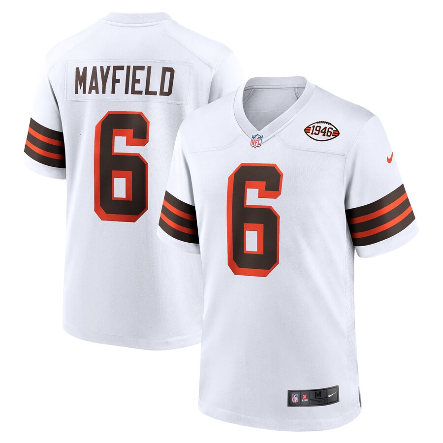 Men's Cleveland Browns Baker Mayfield Nike White 1946 Collection Alternate Game Jersey - Jersey