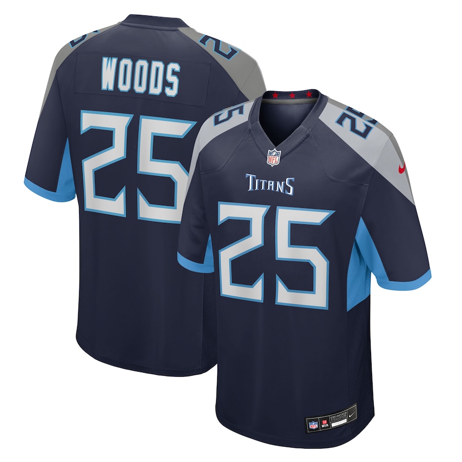 Men's Tennessee Titans Xavier Woods Nike Navy Team Game Jersey - Jersey