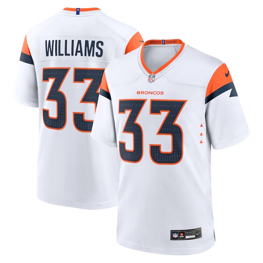Men's Denver Broncos Javonte Williams Nike White Mile High Collection Game Jersey - Jersey