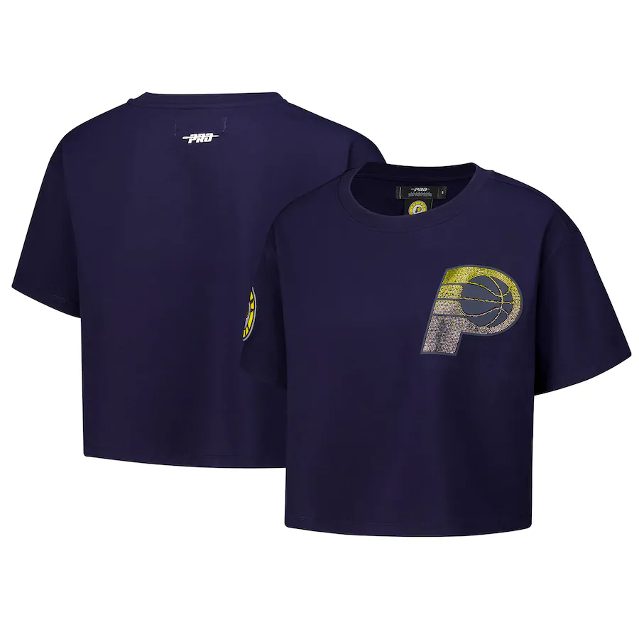 Women's Indiana Pacers Pro Standard Navy Jewels Boxy Cropped T-Shirt - Jersey
