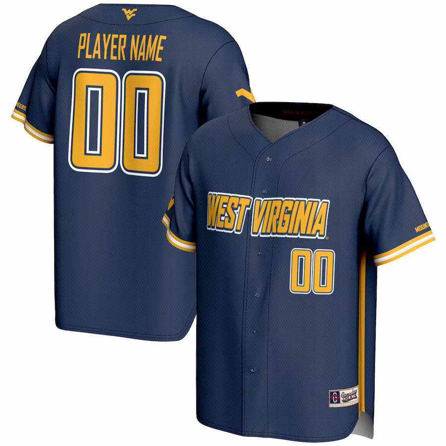 West Virginia Mountaineers GameDay Greats Youth NIL Pick-A-Player Lightweight Baseball Jersey - Navy - Jersey