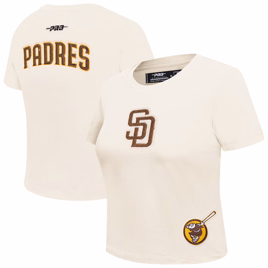 Women's San Diego Padres Pro Standard Cream Game Day Classics Baby Doll Cropped T-Shirt - Jersey