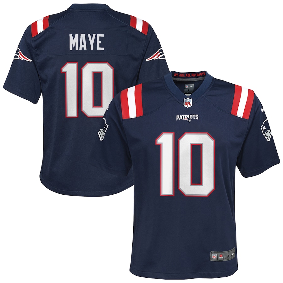 Youth New England Patriots Drake Maye Nike Navy Game Jersey - Jersey