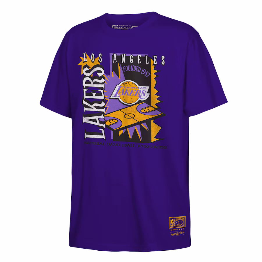 Youth Los Angeles Lakers Mitchell & Ness Purple Retro '90s Poster T-Shirt - Jersey