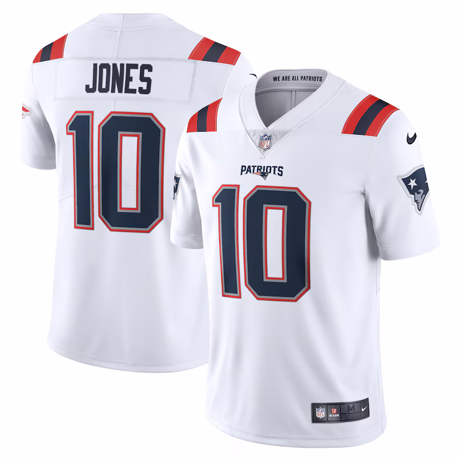 Men's New England Patriots Mac Jones Nike White Vapor Limited Jersey - Jersey