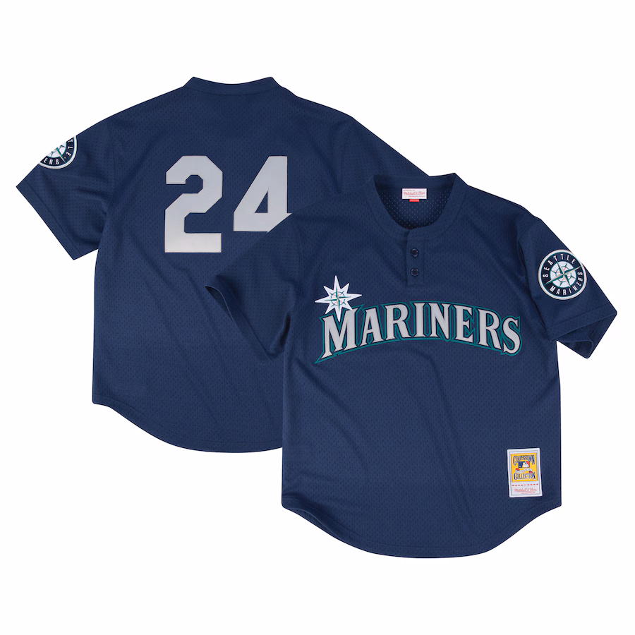 Men's Seattle Mariners Profile Navy Big & Tall Cooperstown Collection Mesh Batting Practice Jersey - Jersey