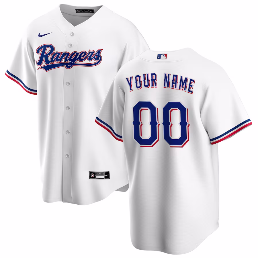 Men's Texas Rangers Nike White Home Replica Custom Jersey - Jersey