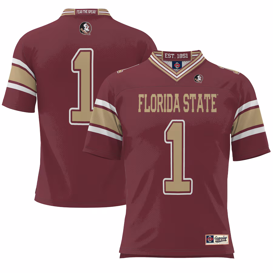 #1 Florida State Seminoles GameDay Greats Endzone Football Jersey - Garnet - Jersey