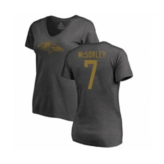 Football Women's Baltimore Ravens #7 Trace McSorley Ash One Color T-Shirt - Jersey