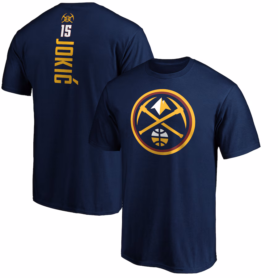 Men's Denver Nuggets Nikola Jokic Navy Playmaker Name & Number T-Shirt - Jersey