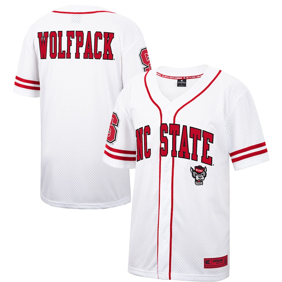 NC State Wolfpack Colosseum Free Spirited Mesh Button-Up Baseball Jersey - White - Jersey