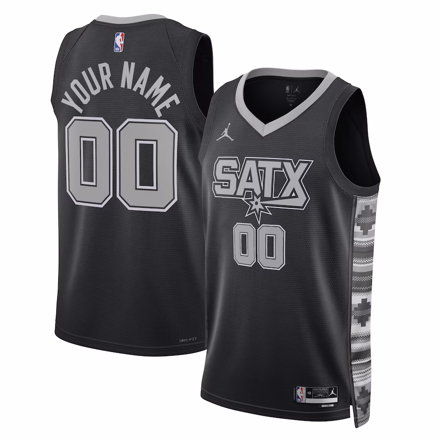 Unisex San Antonio Spurs Jordan Brand Black 2022/23 Swingman Custom Jersey - Statement Edition - Jersey