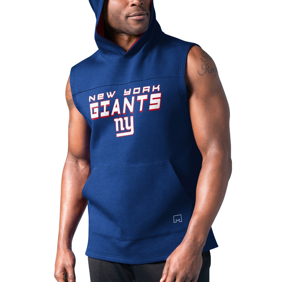 Men's New York Giants MSX by Michael Strahan Royal Captain Sleeveless Hoodie T-Shirt - Jersey