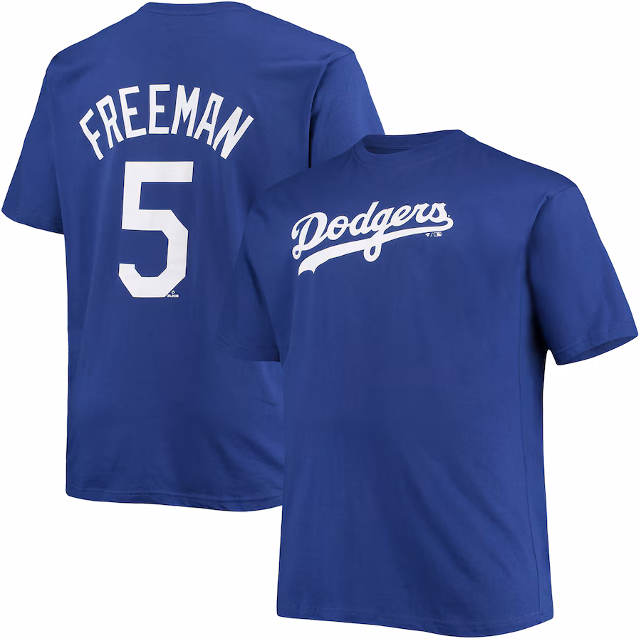 Men's Los Angeles Dodgers Freddie Freeman Royal Big & Tall Name & Number T-Shirt - Jersey