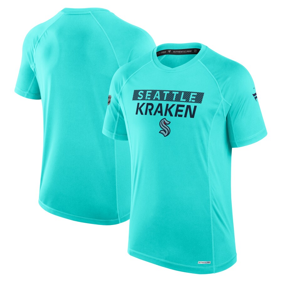 Men's Seattle Kraken Fanatics Blue Authentic Pro Rink Tech T-Shirt - Jersey