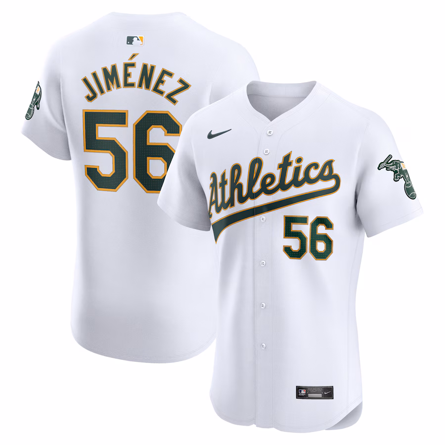 Men's Oakland Athletics Dany Jimenez Nike White Home Elite Player Jersey - Jersey