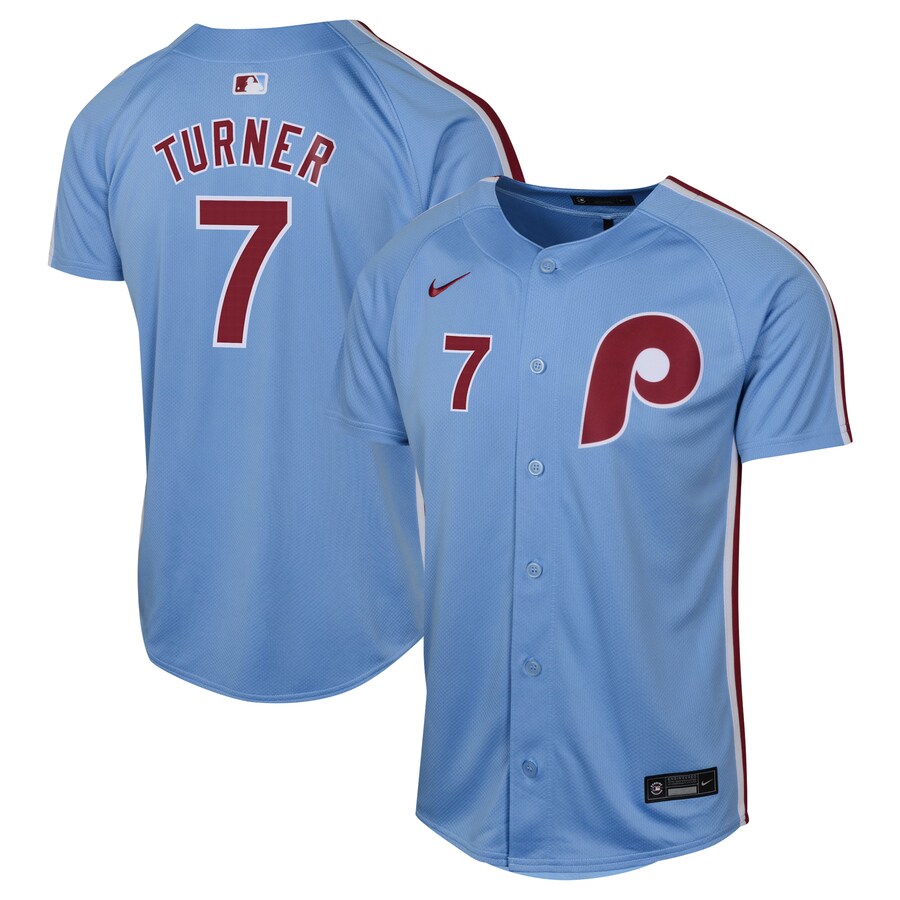 Youth Philadelphia Phillies Trea Turner Nike Light Blue Alternate Limited Player Jersey - Jersey
